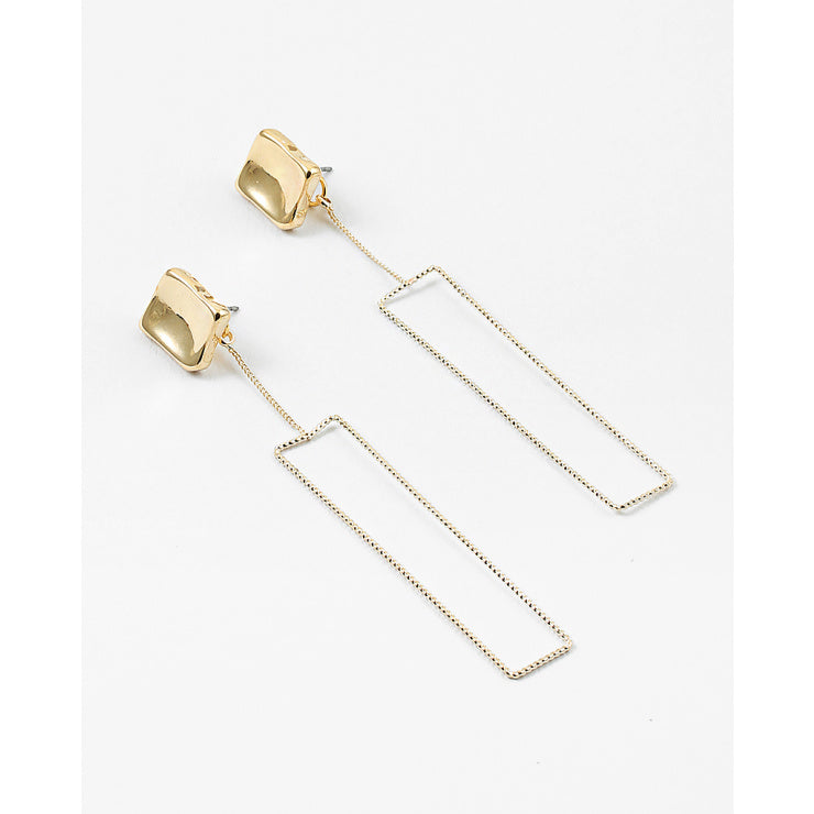 Gold Square Dangle Earring