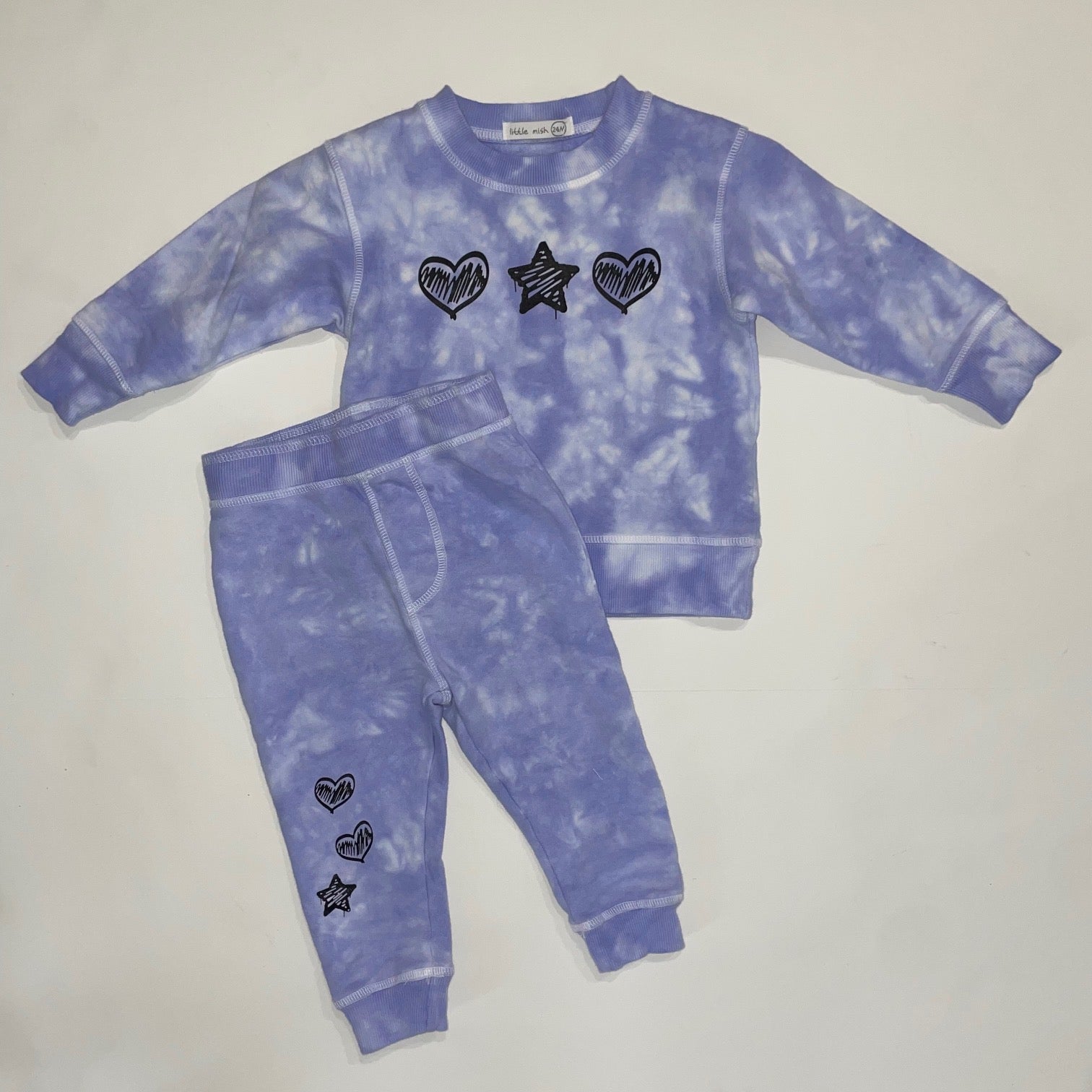 Heart &amp; Star Lilac Tie-dye Sweatsuit NB