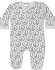 Baby Zipper Footie - Grey Smiley Peac NB