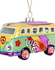 Hippie Bus Glass Ornament