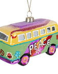 Hippie Bus Glass Ornament