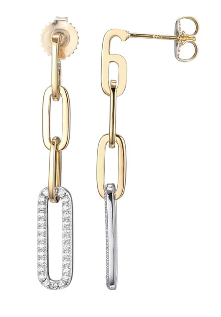 Paperclip White CZ Earrings