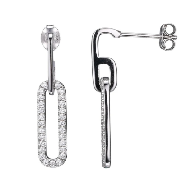 Sterling Silver Earrings with CZ Links