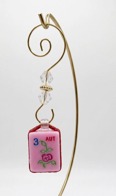 Pink Flower Mahjong Tile Ornament