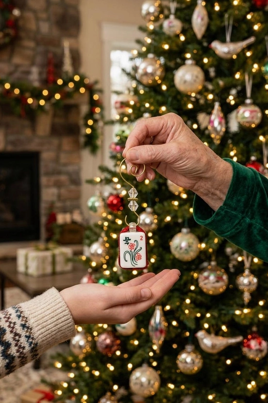 Flower Mahjong Tile Christmas Ornament