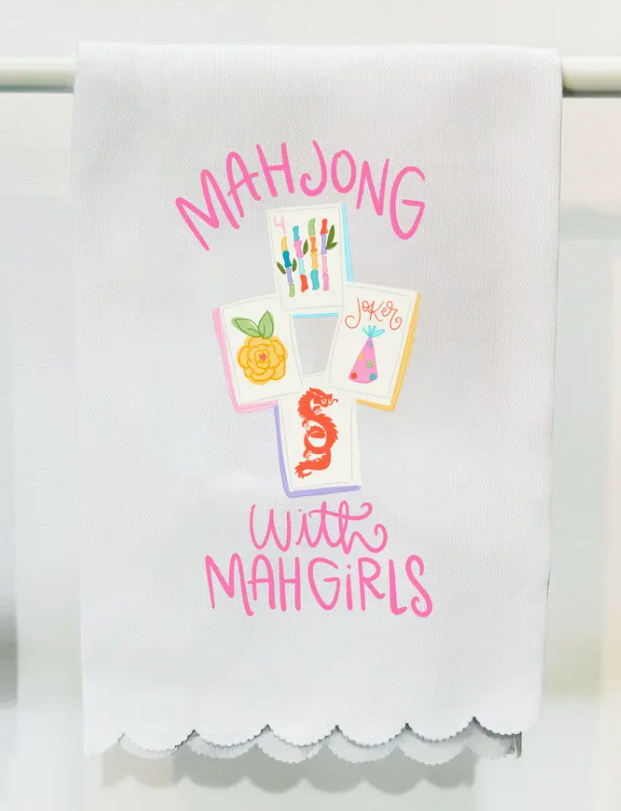 Mahjong With Mah Girls Tea Towel