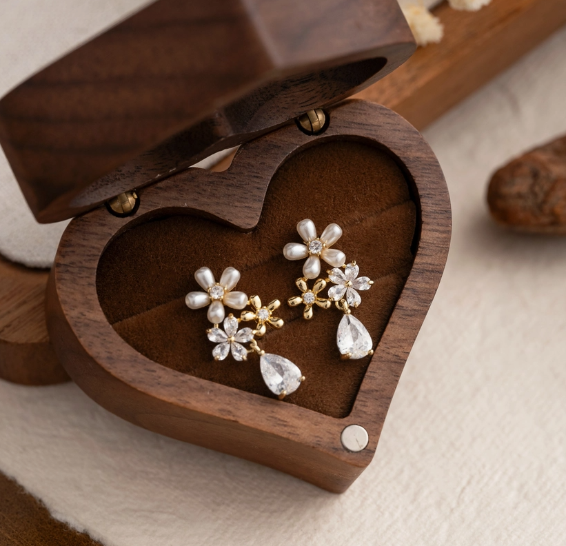 Freshwater Pearl Flower Drop Earrings