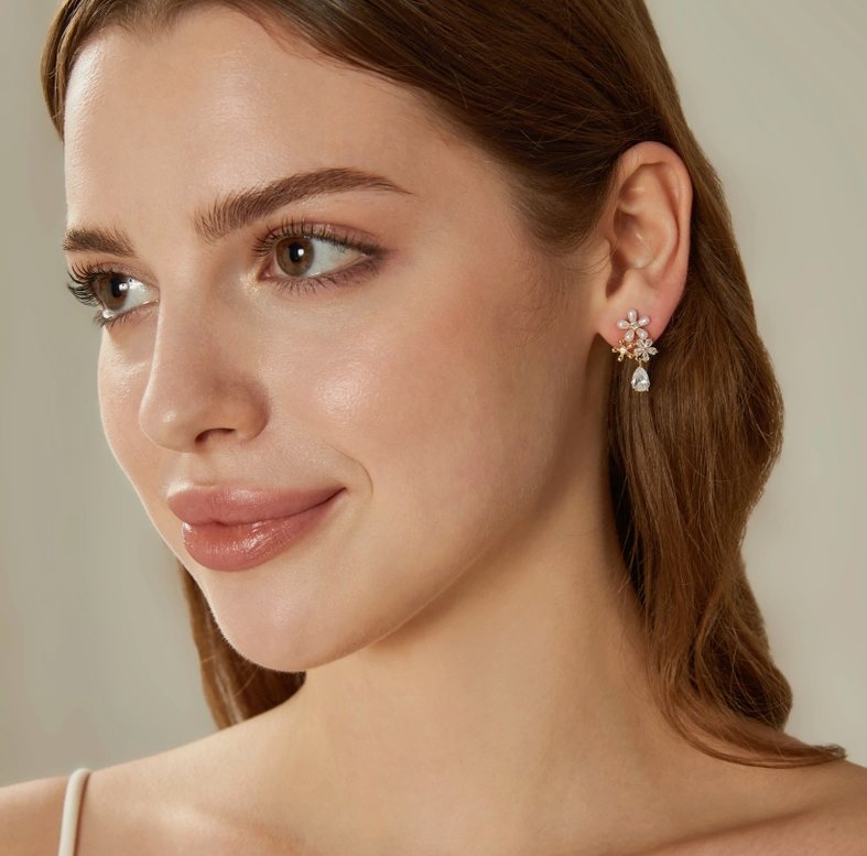 Freshwater Pearl Flower Drop Earrings