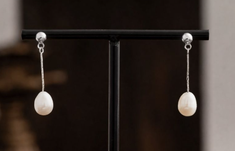 Silver Natural Pearl Drop Earrings