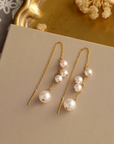 Gold Dainty Pearl Threader Earrings