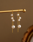 Gold Dainty Pearl Threader Earrings