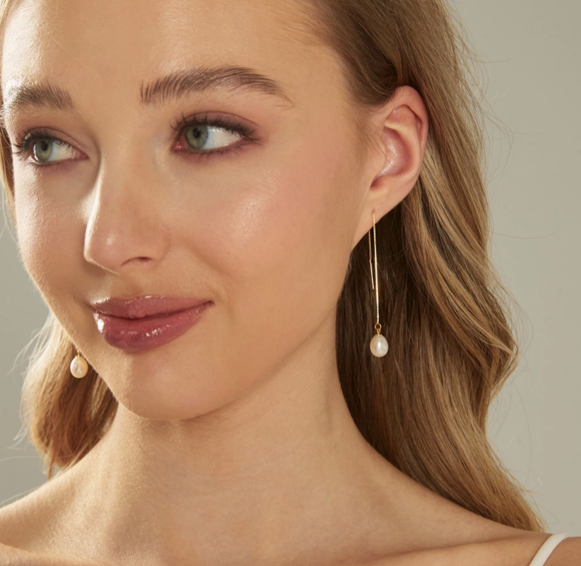 Gold Freshwater Pearl Threader Earrings