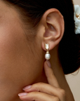 Dainty Gold Mother of Pearl Earrings