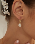Gold Pearl & Diamond Baroque Hoops