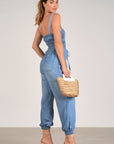 Light Wash Denim Jogger Jumpsuit