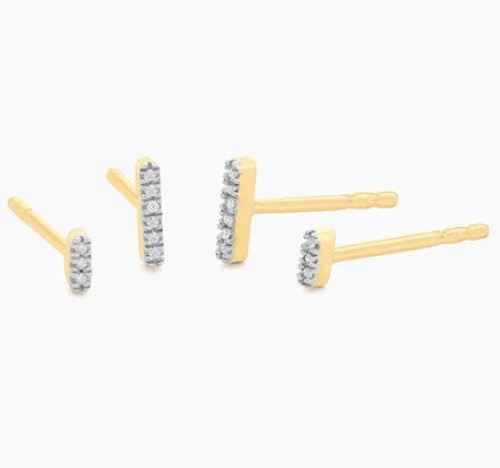 Double Bar Stud Earrings Gold