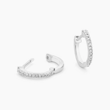 Load image into Gallery viewer, Half Hearted Hoop Earring Silver