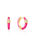 Neon Pink Enamel Carabiner Hoop Earrings