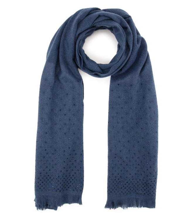 Mid Blue Cascade Diamante Scarf