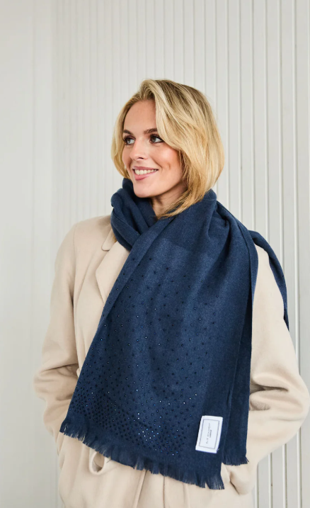 Mid Blue Cascade Diamante Scarf