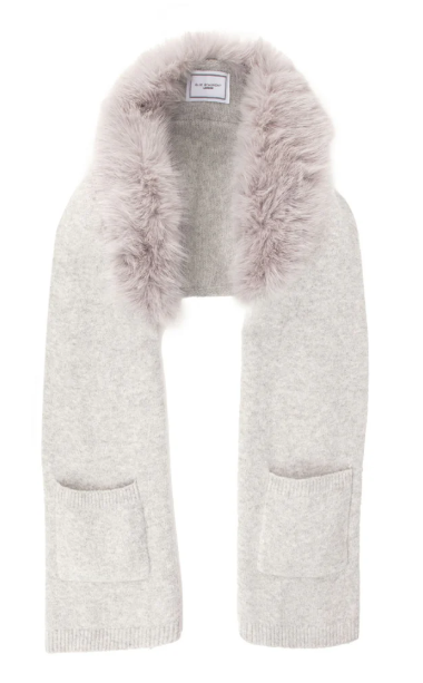 Winter Stole Grey Fur Collar Scarf