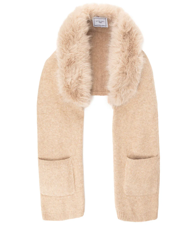 Winter Stole Fur Collar Coffee Scarf