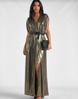 Gold High Slip Sleeveless Maxi Dress