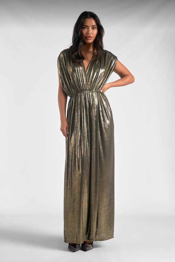 Gold High Slip Sleeveless Maxi Dress