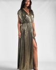 Gold High Slip Sleeveless Maxi Dress