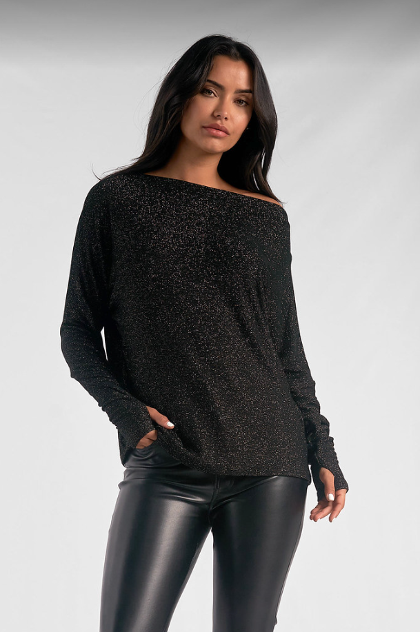 Black & Gold Sparkle Top