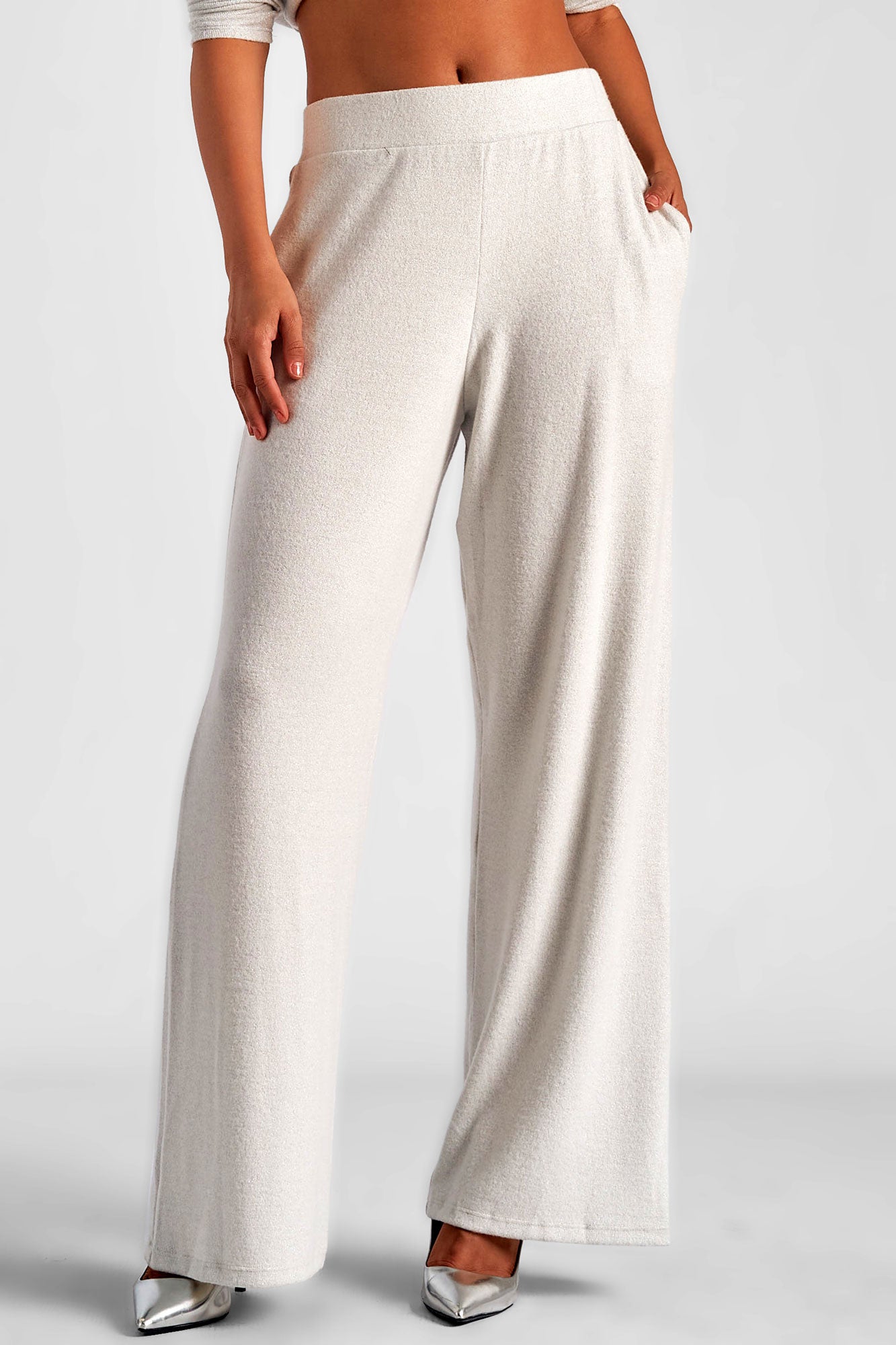 White &amp; Silver Sparkle Pants