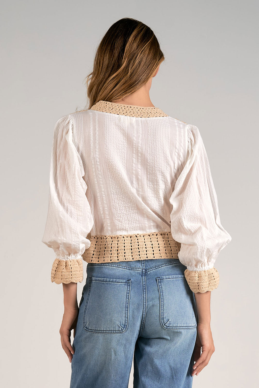 3/4 Sleeve Crochet Yarn Top