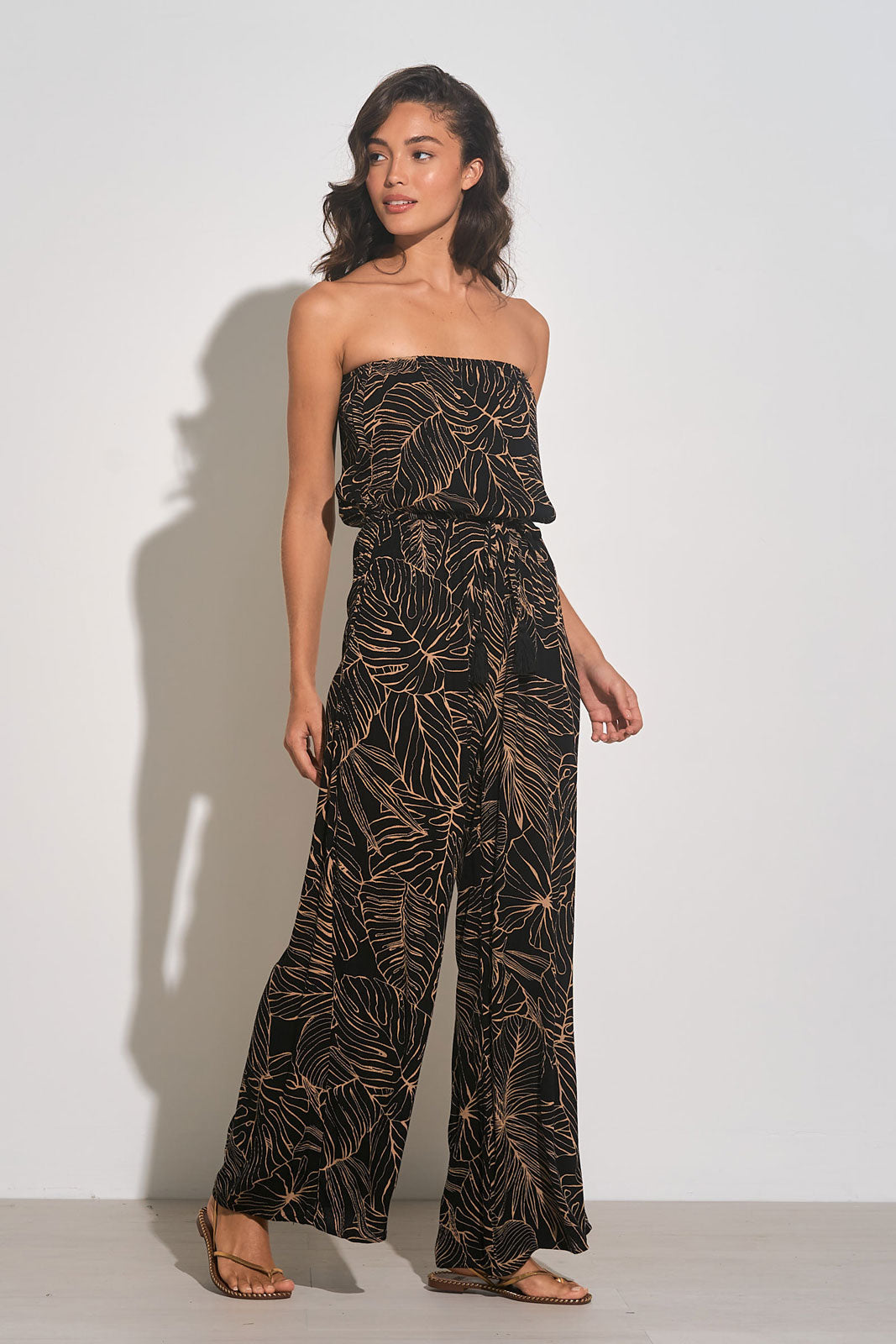 Black Natural Tropic Printed Jumpsuit