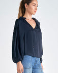 Ruffled Sleeve Peasant Top