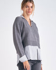 Long Sleeve Shirt Sweater - Grey