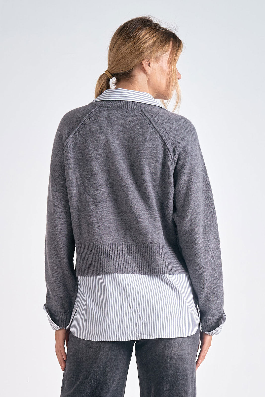 Long Sleeve Shirt Sweater - Grey