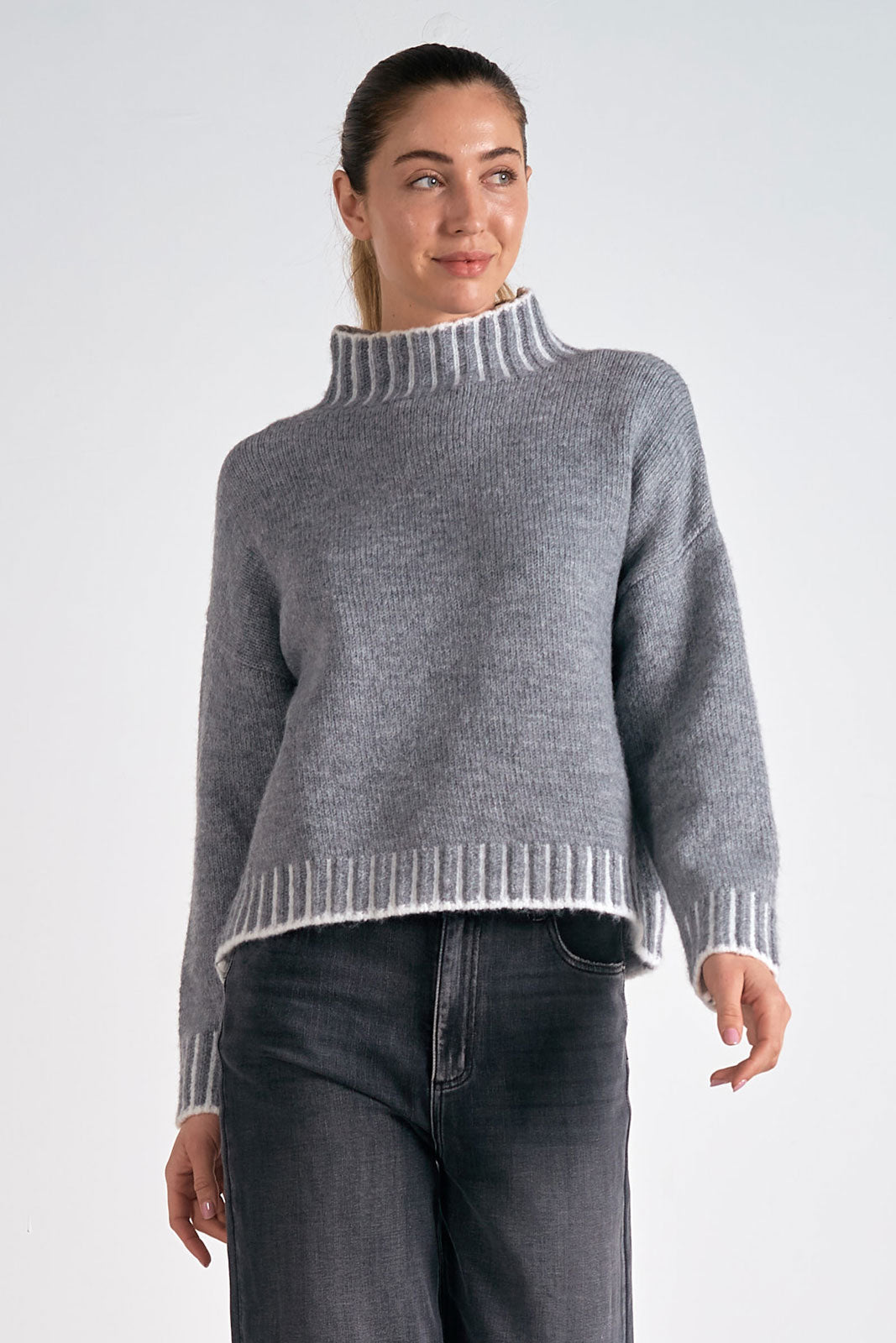 Stitched Turtleneck Sweater