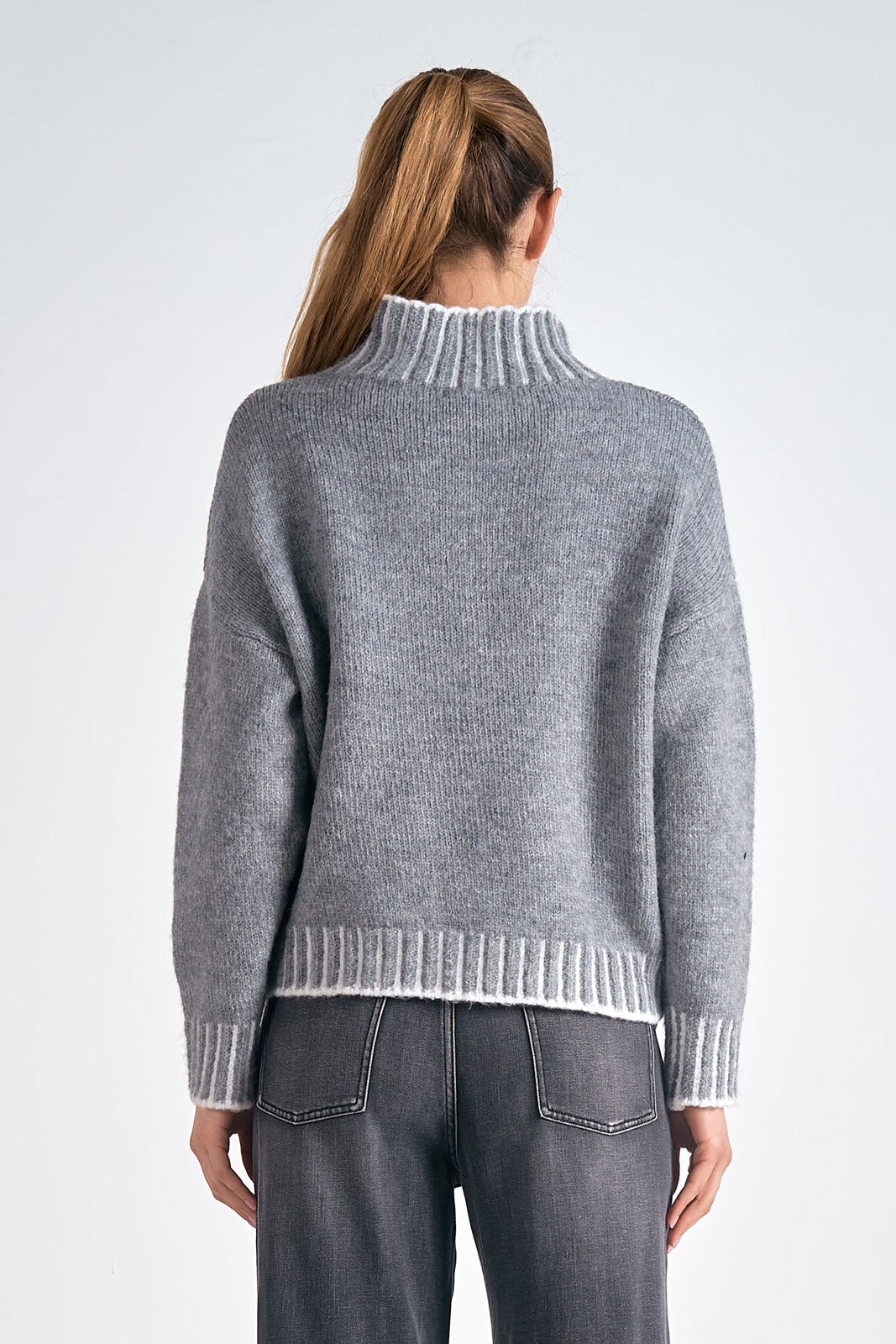 Stitched Turtleneck Sweater