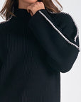 Mock Neck Trimmed Sweater