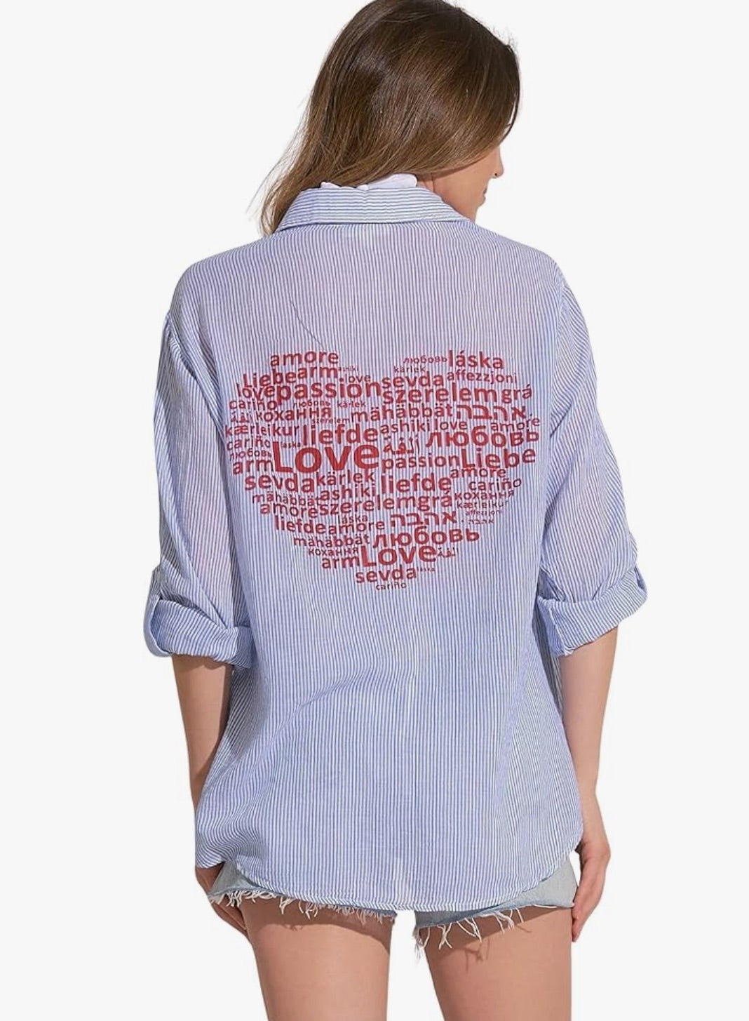 HEART BLUE/WHITE BUTTON DOWN
