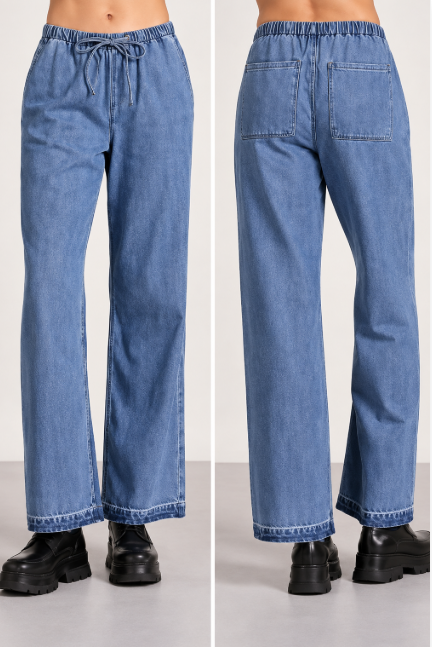 Denim Blue Drawstring Pants