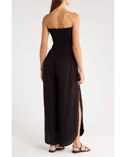 Smocked Strapless Jumpsuit