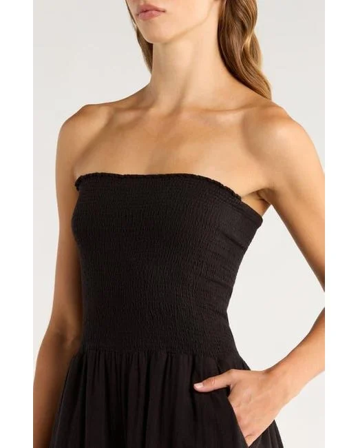 Smocked Strapless Jumpsuit