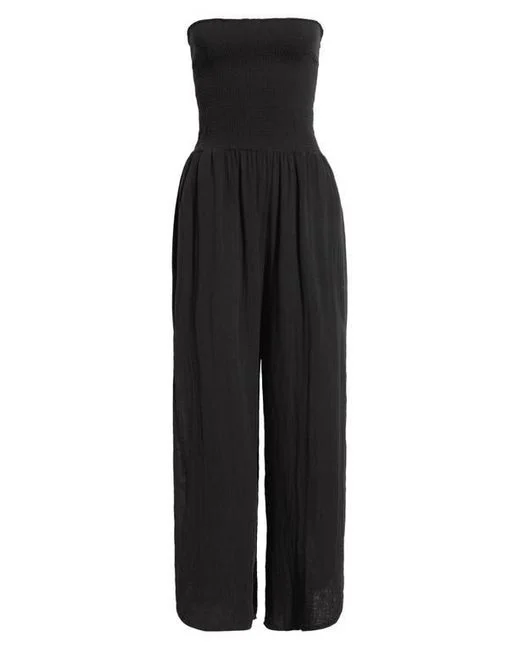 Smocked Strapless Jumpsuit