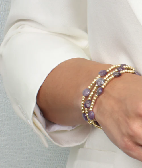 Admire Gold 3MM Bead Bracelet - Amethyst