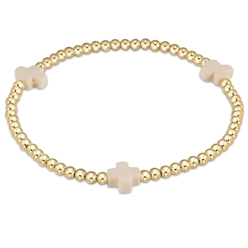Signature Cross Gold 3MM Bead -Off White