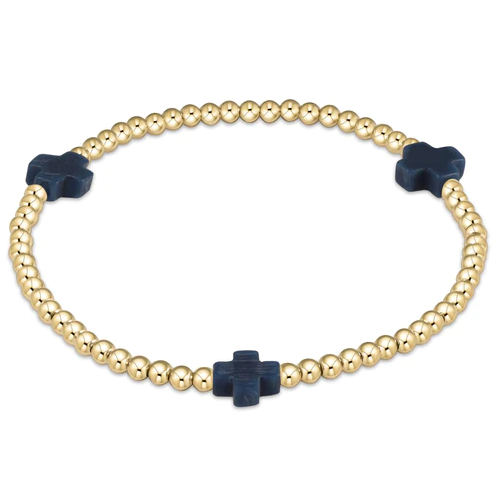 Signature Cross Gold 3MM Bead - Navy