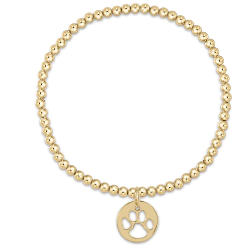 Paw Print Disc 3MM Bead Bracelet