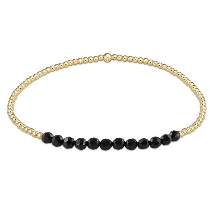 Gold Bliss 2MM Bracelet - Faceted Onxy
