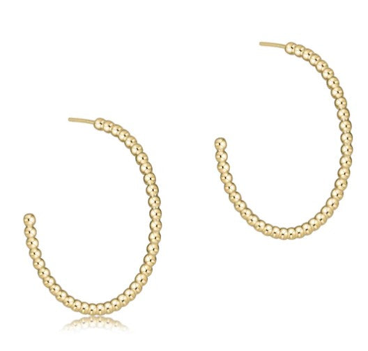 Beaded Classic 1.25&quot; Hoop 2MM GOLD